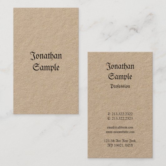 エレガントでノスタルジックなレトロのヴィンテージの実質のクラフトの贅沢 名刺 (正面/裏面)