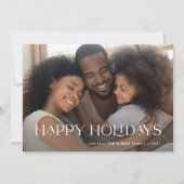 エレガントでハッピーなホリデー | ワンフォト ネイビーブルー シーズンカード (正面)