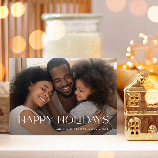 エレガントでハッピーなホリデー | 1枚の写真 ネイビーブルー シーズンカード