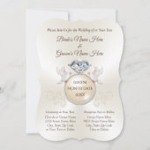 エレガントでパーソナライズされたラブバードのウェディング招待状 招待状 (正面)