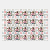 エレガントでパーソナライズされた写真とホリデーポインセチア ラッピングペーパーシート (正面)