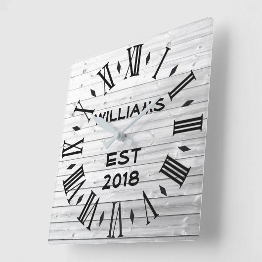 エレガントでパーソナライズで素朴で白い木 スクエア壁時計 (傾斜)