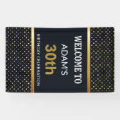 エレガントでパーソナライズな第30誕生日の金ゴールドおよび黒 横断幕 (横)