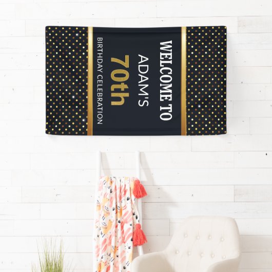 エレガントでパーソナライズな第70誕生日の金ゴールド 横断幕 (インサイチュ)