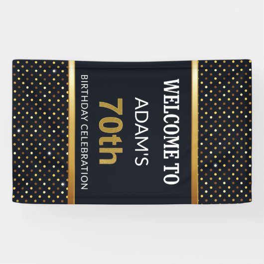 エレガントでパーソナライズな第70誕生日の金ゴールド 横断幕 (横)