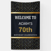 エレガントでパーソナライズな第70誕生日の金ゴールド 横断幕 (縦)