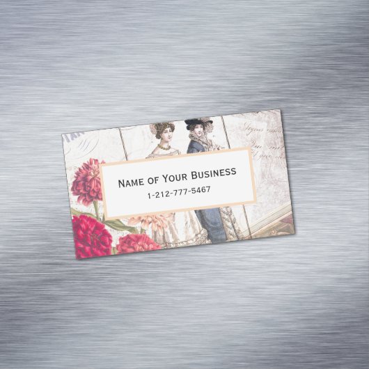 エレガントでビクトリアンなファッションの短命なもののコラージュ マグネット名刺 (インサイチュ)