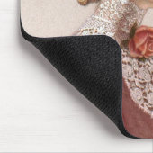 エレガントでビクトリアンな女性ファインアートヴィンテージのばら色の帽子 マウスパッド (コーナー)