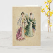 エレガントでビクトリアンな女性挨拶状 カード (黄色い花)