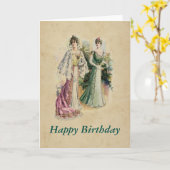 エレガントでビクトリアンな女性誕生日の挨拶状 カード (黄色い花)