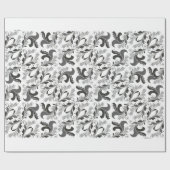 エレガントでビクトリアンな花パターン白黒 ラッピングペーパー (フラット)