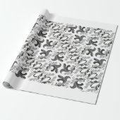 エレガントでビクトリアンな花パターン白黒 ラッピングペーパー (アンロールド)