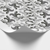 エレガントでビクトリアンな花パターン白黒 ラッピングペーパー (角)