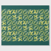 エレガントでビクトリアンな花パターン緑の黄色 ラッピングペーパー (フラット)