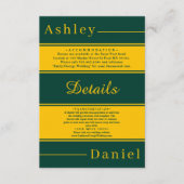 エレガントでファンシーなグリーンとゴールドのストライプがおしゃれなウェディング エンクロージャーカード (正面)