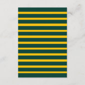 エレガントでファンシーなグリーンとゴールドのストライプがおしゃれなウェディング エンクロージャーカード (裏面)