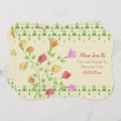 エレガントでファンシーな花の結婚式当日 案内状 (正面/裏面)