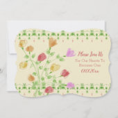 エレガントでファンシーな花の結婚式当日 案内状 (正面)