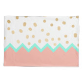 エレガントでフェイクでかわいい金ゴールドの水玉模様ミントおよびピンク 枕カバー (裏面)