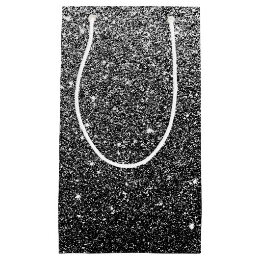 エレガントでフェイクで黒いグリッター スモールペーパーバッグ (正面)