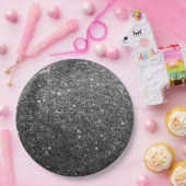 エレガントでフェイクで黒いグリッター ペーパープレート (パーティー)