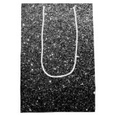 エレガントでフェイクで黒いグリッター ミディアムペーパーバッグ (裏面)
