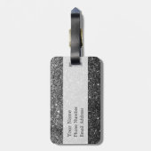 エレガントでフェイクで黒いグリッター ラゲッジタグ (裏面縦)