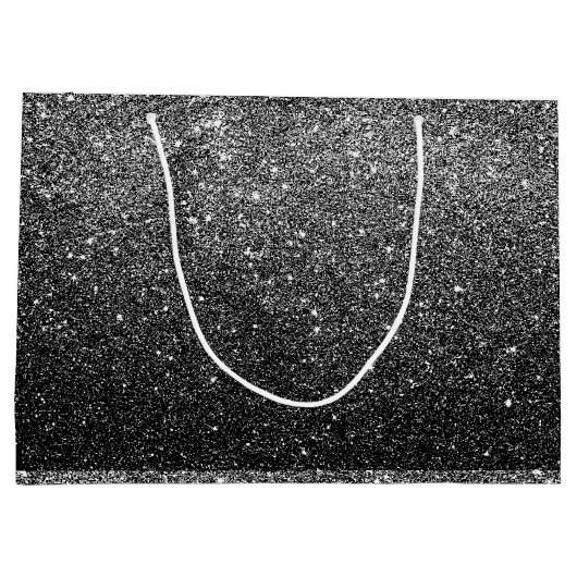 エレガントでフェイクで黒いグリッター ラージペーパーバッグ (裏面)