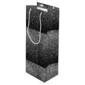 エレガントでフェイクで黒いグリッター ワインギフトバッグ (正面アングル)