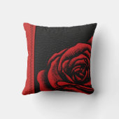 エレガントでフェイクで黒く赤い革は上がりました クッション (裏面)