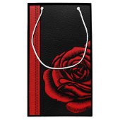 エレガントでフェイクで黒く赤い革は上がりました スモールペーパーバッグ (裏面)