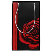 エレガントでフェイクで黒く赤い革は上がりました スモールペーパーバッグ (正面)