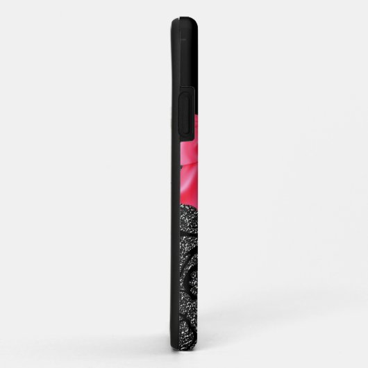 エレガントでフェイクなグリッターのダマスク織のガーリーなショッキングピンクの弓 Case-Mate iPhoneケース (裏面/右)