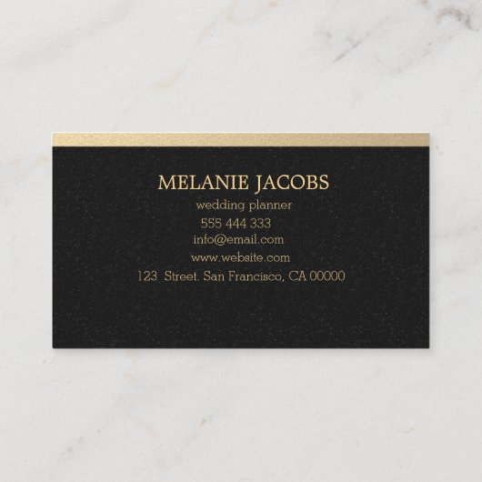 エレガントでフェイクな金ゴールドおよびイベント・プランナの名刺 名刺 (裏面)