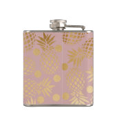 エレガントでフェイクな金ゴールドのパイナップルパターン水玉模様 フラスク (裏面)