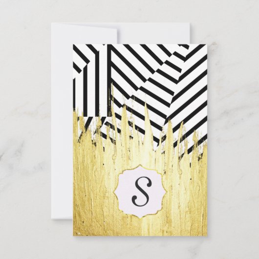 エレガントでフェイクな金ゴールドのペンキは及びストライプなパターンなでます 招待状 (裏面)