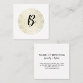 エレガントでフェイクな金ゴールドのレース-書道のモノグラム スクエア名刺 (正面/裏面)