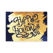 エレガントでフェイクな金ゴールドの水彩画の幸せな休日