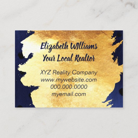 エレガントでフェイクな金ゴールドの水彩画の幸せな休日 名刺 (裏面)