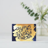 エレガントでフェイクな金ゴールドの水彩画の幸せな休日 名刺 (スタンド正面)