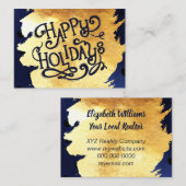 エレガントでフェイクな金ゴールドの水彩画の幸せな休日 名刺 (正面/裏面)