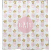 エレガントでフェイクな金ゴールドの熱帯パイナップルパターン シャワーカーテン (正面)