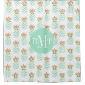 エレガントでフェイクな金ゴールドの熱帯パイナップルパターン シャワーカーテン (正面)