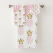 エレガントでフェイクな金ゴールドの熱帯パイナップルパターン バスタオルセット (インサイチュ)
