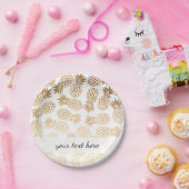 エレガントでフェイクな金ゴールドの熱帯パイナップルパターン ペーパープレート (パーティー)