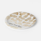エレガントでフェイクな金ゴールドの熱帯パイナップルパターン ペーパープレート (アングル)