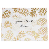 エレガントでフェイクな金ゴールドの熱帯パイナップルパターン ラージペーパーバッグ (正面)