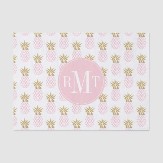 エレガントでフェイクな金ゴールドの熱帯パイナップルパターン 薄葉紙 (正面)