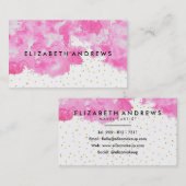 エレガントでフェイクな金ゴールドの紙吹雪のピンクの洗浄水彩画 名刺 (正面/裏面)