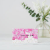 エレガントでフェイクな金ゴールドの紙吹雪のピンクの洗浄水彩画 名刺 (スタンド正面)